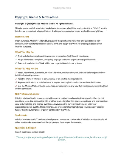 Mission Matters Studio terms of use for digital products