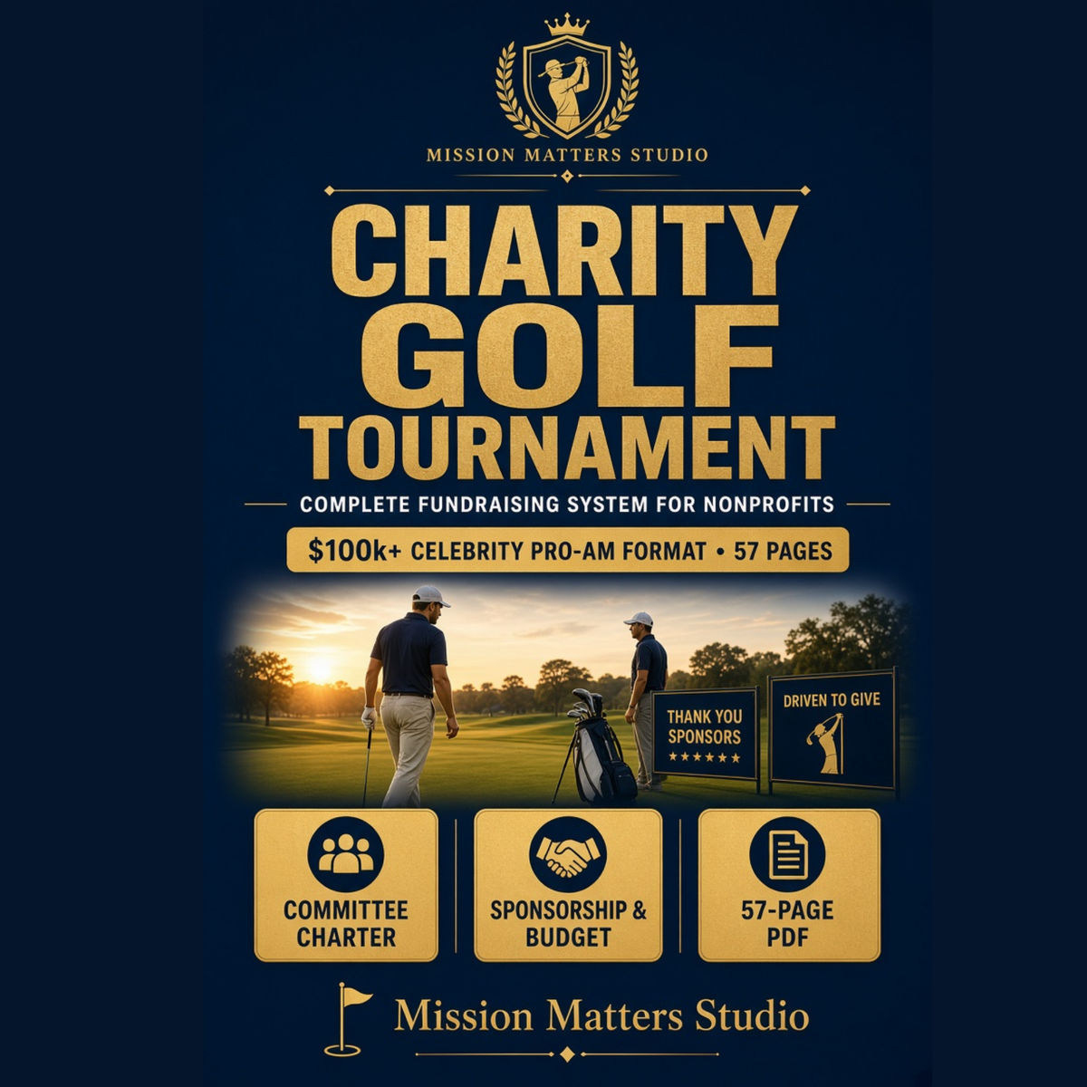 Charity Golf Tournament Launch System — nonprofit fundraising guide cover
